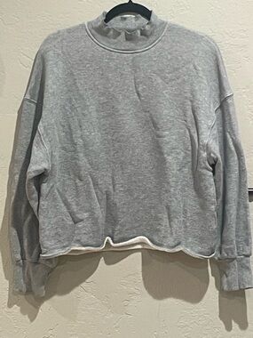 J.Crew Light Gray Women's Mock Neck Cropped Sweatshirt